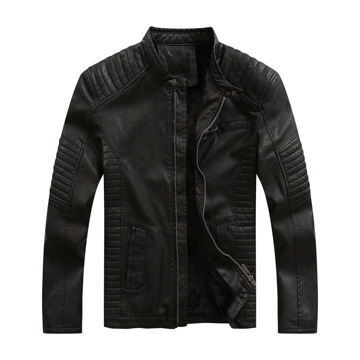Herren stylische Bikerjacke aus Kunstleder mit detailreichen Steppnähten Aliams