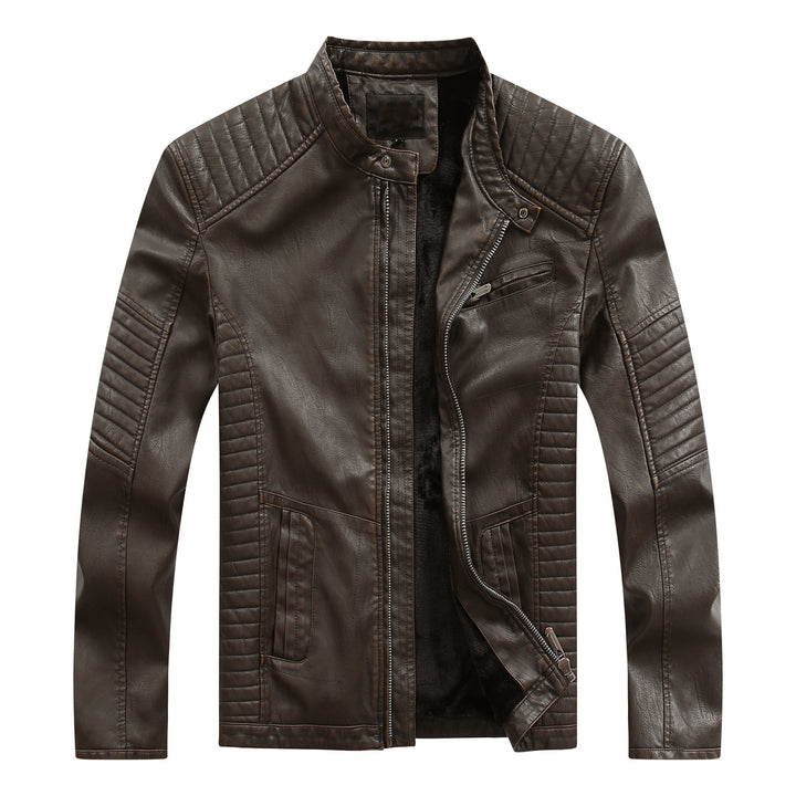 Herren stylische Bikerjacke aus Kunstleder mit detailreichen Steppnähten Aliams