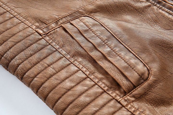 Herren stylische Bikerjacke aus Kunstleder mit detailreichen Steppnähten Aliams
