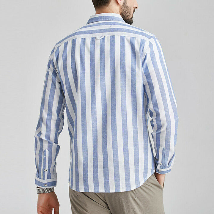 Herren gestreifte Hemdjacke aus leichtem Baumwollstoff Aliams