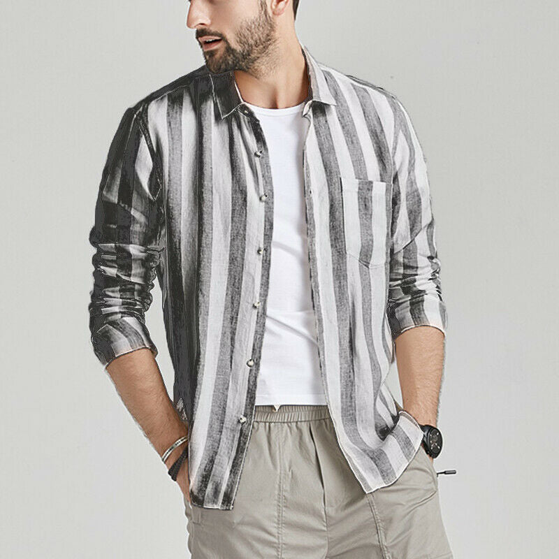 Herren gestreifte Hemdjacke aus leichtem Baumwollstoff Aliams