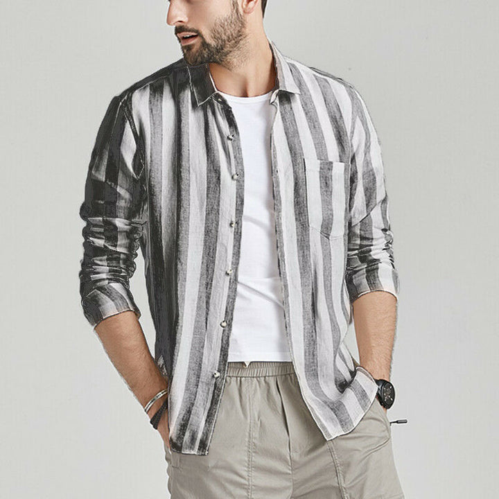 Herren gestreifte Hemdjacke aus leichtem Baumwollstoff Aliams