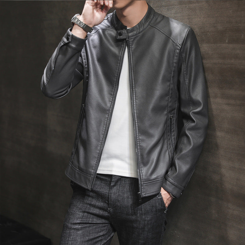 Herren elegante Kunstlederjacke mit minimalistischen Designs Aliams