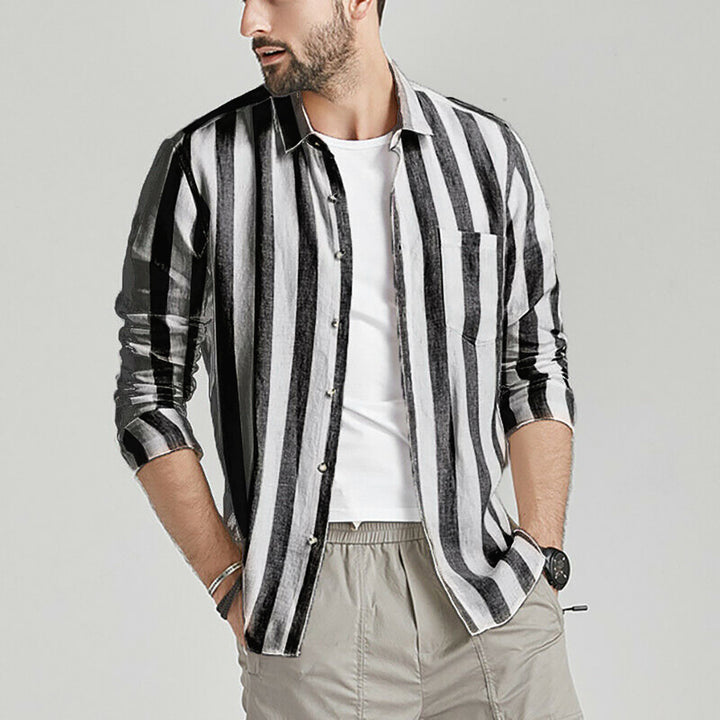 Herren gestreifte Hemdjacke aus leichtem Baumwollstoff Aliams