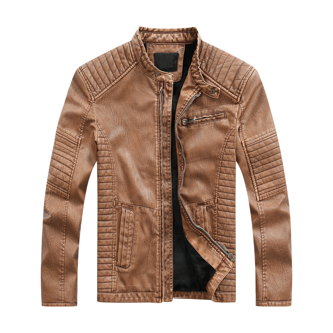 Herren stylische Bikerjacke aus Kunstleder mit detailreichen Steppnähten Aliams