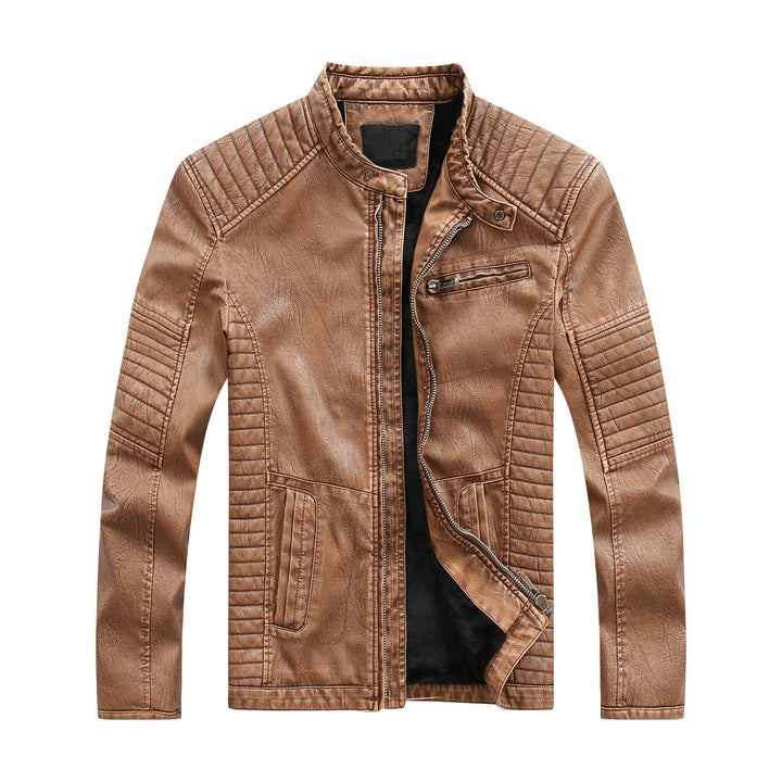 Herren stylische Bikerjacke aus Kunstleder mit detailreichen Steppnähten Aliams