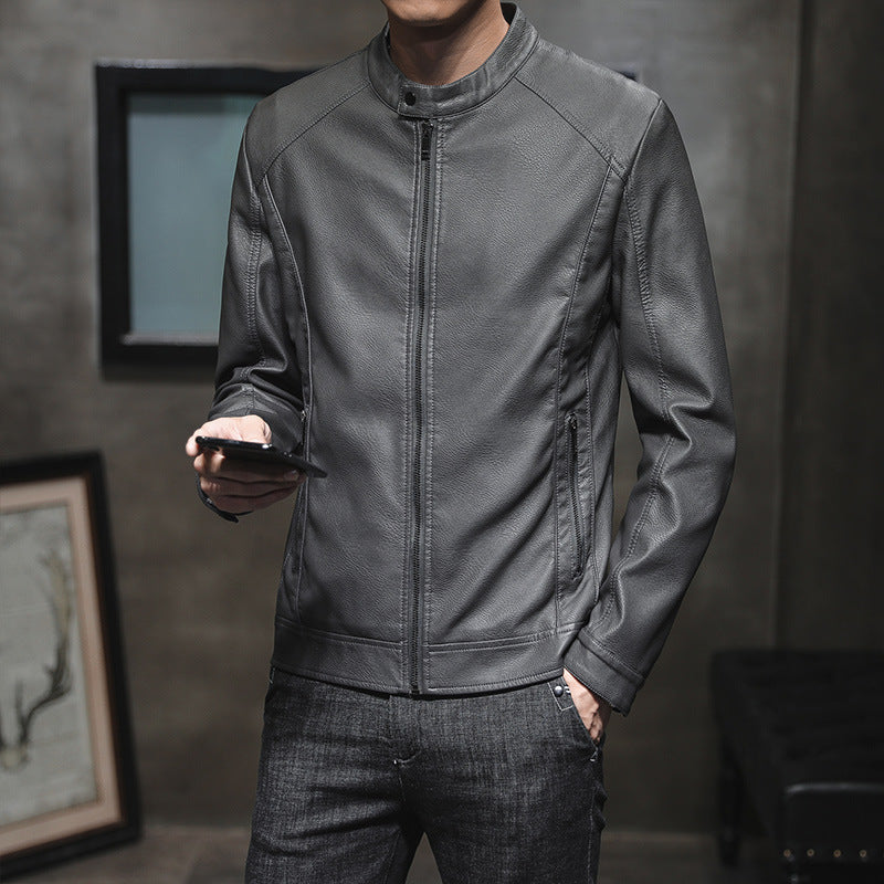 Herren elegante Kunstlederjacke mit minimalistischen Designs Aliams