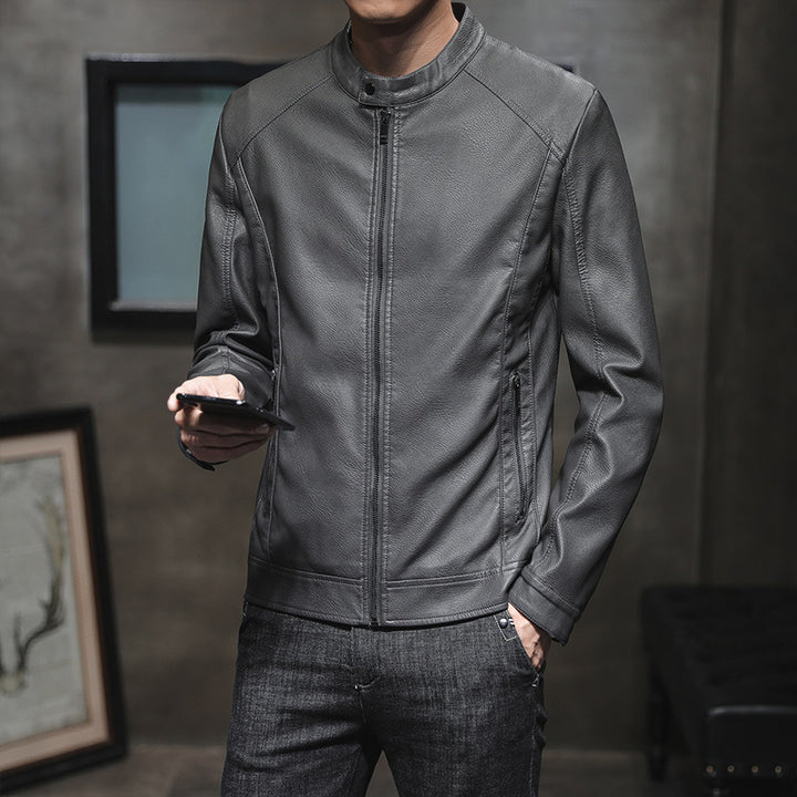 Herren elegante Kunstlederjacke mit minimalistischen Designs Aliams