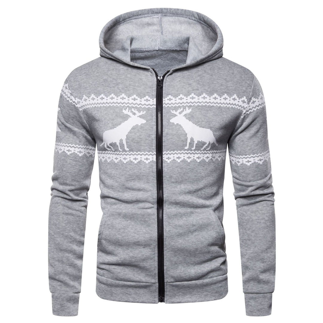 Herren Kapuzenjacke mit nordischem Motiv und praktischem Reißverschluss Aliams