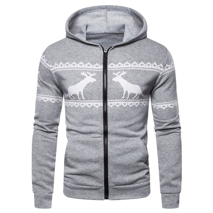 Herren Kapuzenjacke mit nordischem Motiv und praktischem Reißverschluss Aliams