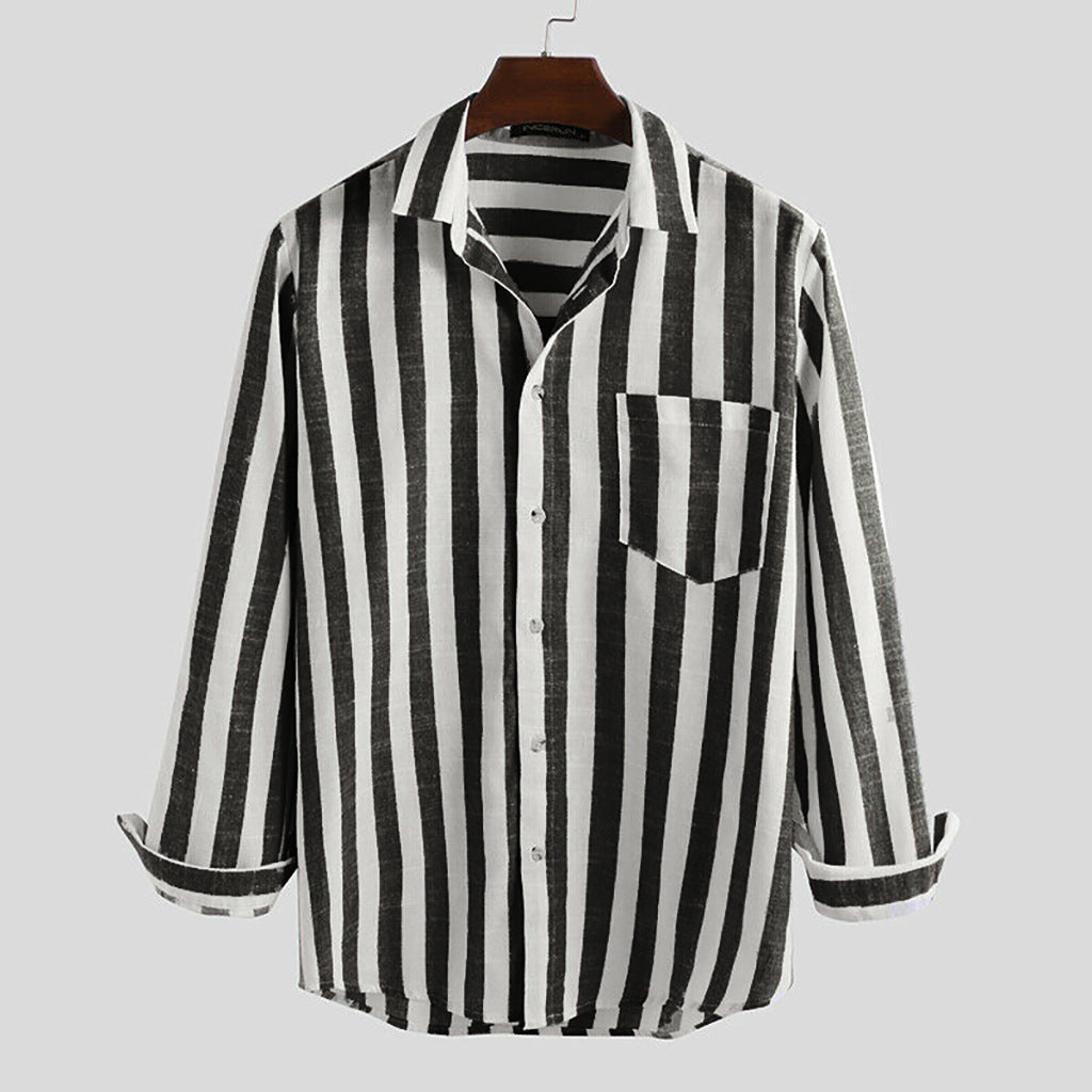 Herren gestreifte Hemdjacke aus leichtem Baumwollstoff Aliams