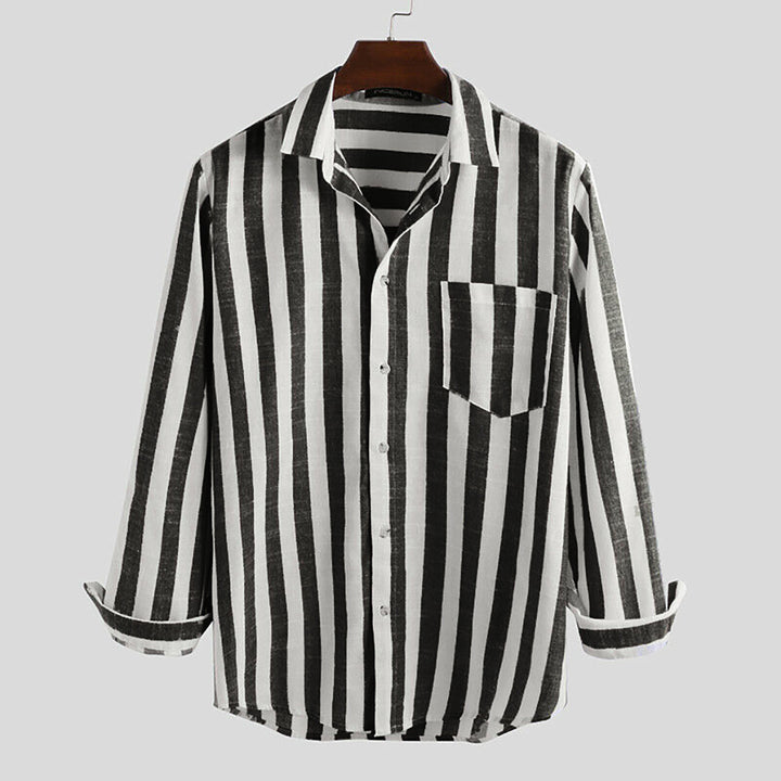 Herren gestreifte Hemdjacke aus leichtem Baumwollstoff Aliams