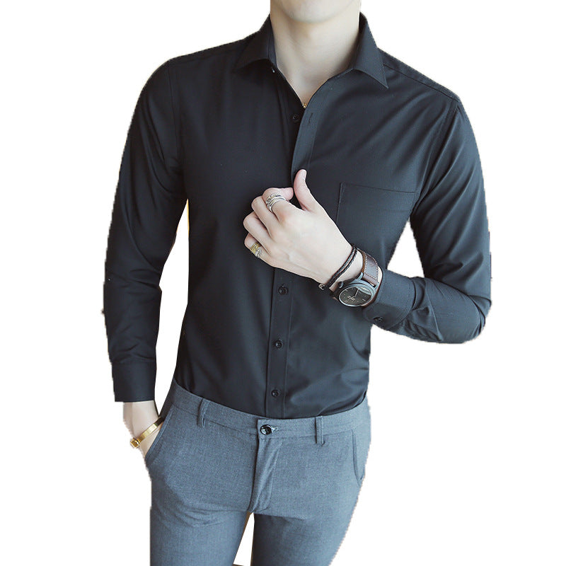 Herren elegantes Langarmhemd mit modernem Schnitt und praktischer Brusttasche Aliams