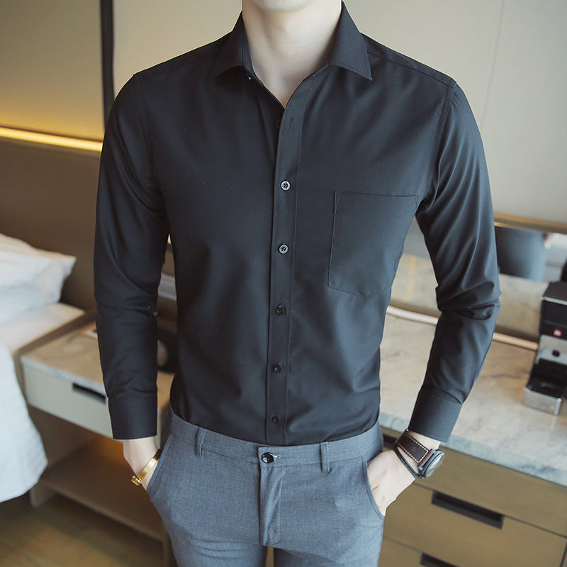 Herren elegantes Langarmhemd mit modernem Schnitt und praktischer Brusttasche Aliams