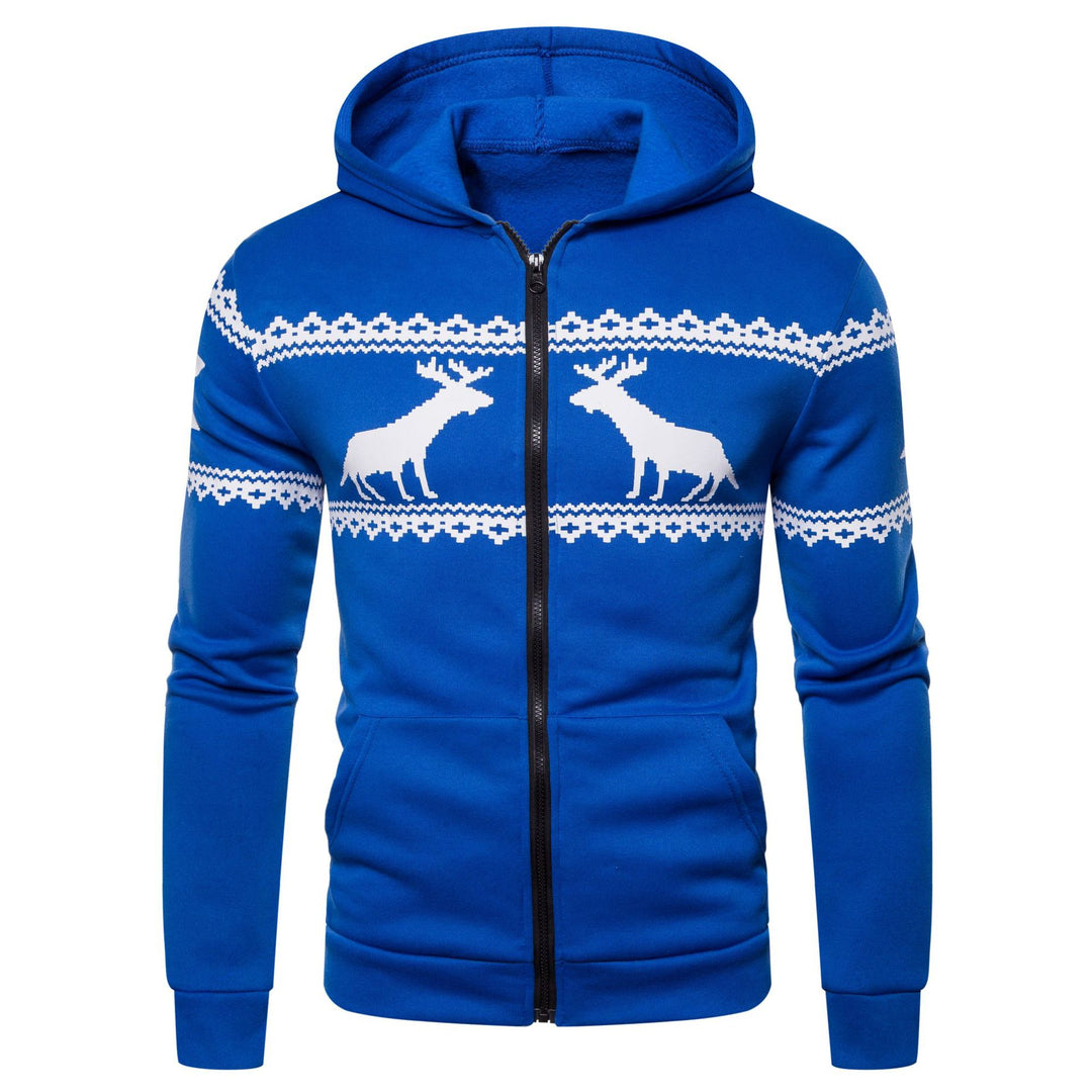 Herren Kapuzenjacke mit nordischem Motiv und praktischem Reißverschluss Aliams