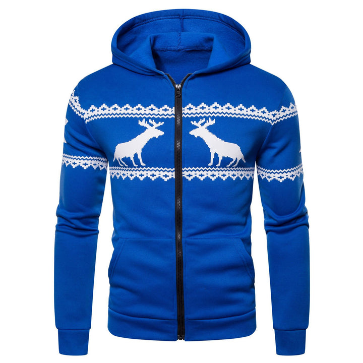 Herren Kapuzenjacke mit nordischem Motiv und praktischem Reißverschluss Aliams