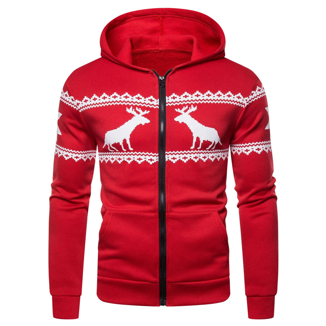 Herren Kapuzenjacke mit nordischem Motiv und praktischem Reißverschluss Aliams