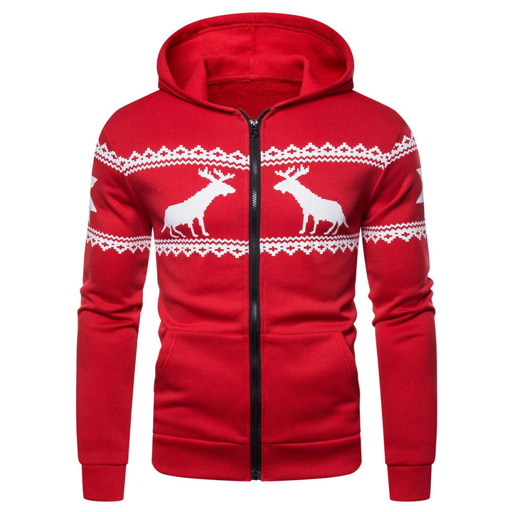 Herren Kapuzenjacke mit nordischem Motiv und praktischem Reißverschluss Aliams