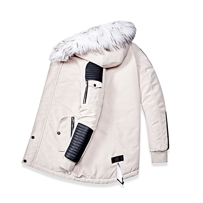 Herren Winterjacke mit abnehmbarem Kunstfellkragen und vielseitigen Taschen Aliams