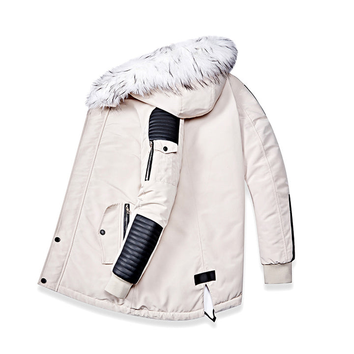 Herren Winterjacke mit abnehmbarem Kunstfellkragen und vielseitigen Taschen Aliams