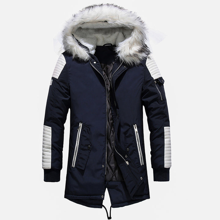 Herren Winterjacke mit abnehmbarem Kunstfellkragen und vielseitigen Taschen Aliams