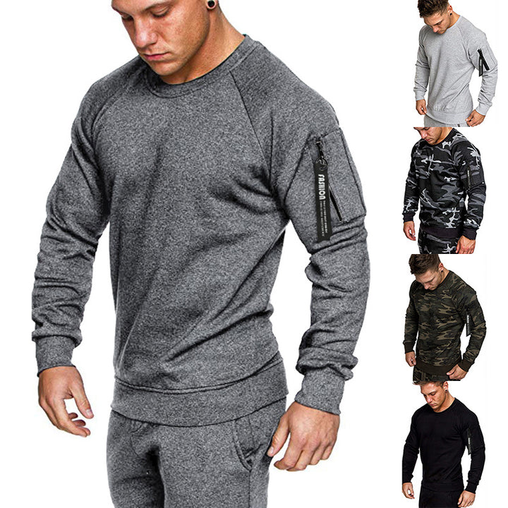 Herren sportlicher Sweatshirt mit praktischer Reißverschlusstasche Aliams