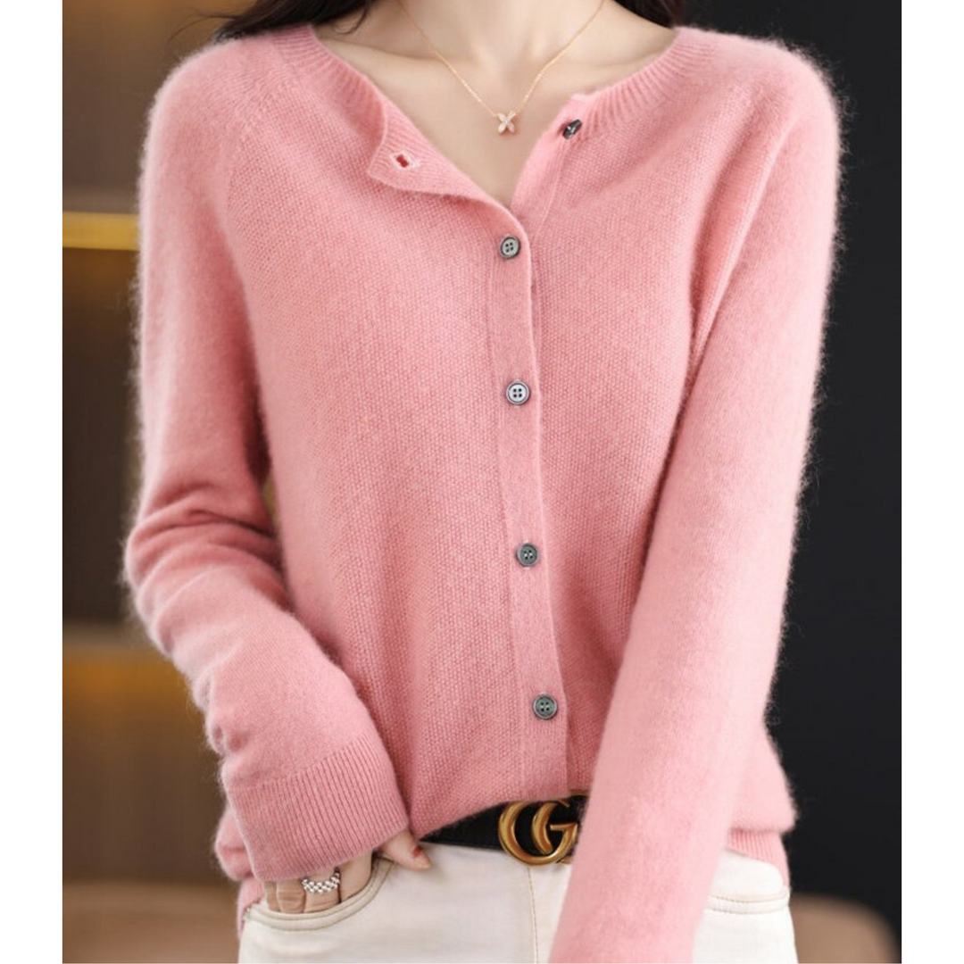 Aliams Damen Rundhals Cardigan Pullover