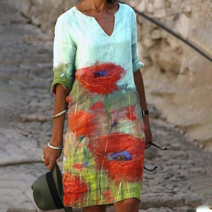 Aliams | Charmantes Leinenkleid mit Floralprint