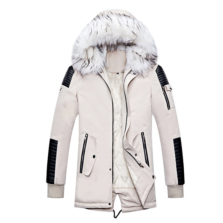 Herren Winterjacke mit abnehmbarem Kunstfellkragen und vielseitigen Taschen Aliams