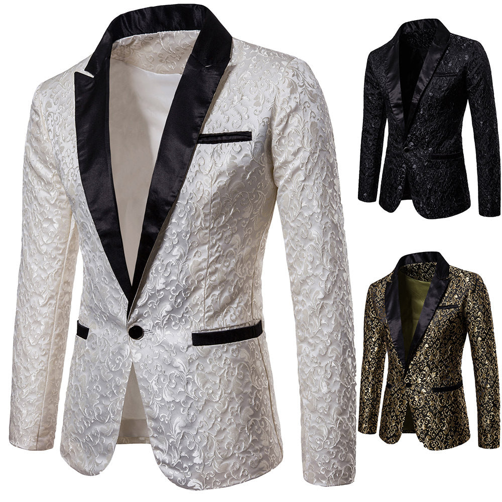 Herren Eleganter Blazer mit aufwendigem Muster und satinierter Ausstattung Aliams