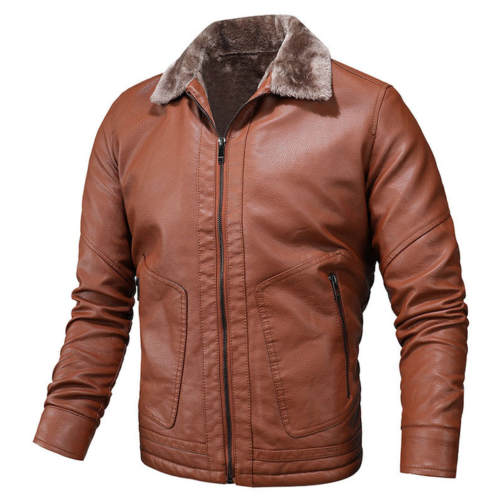 Herren elegante Lederjacke mit weichem Fleecefutter Aliams