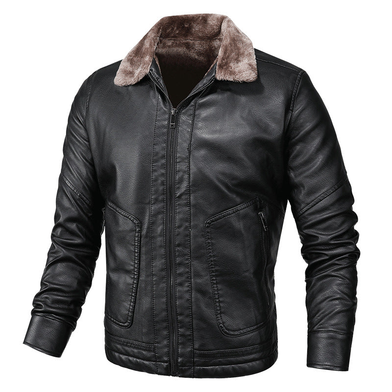 Herren elegante Lederjacke mit weichem Fleecefutter Aliams