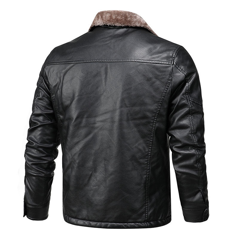 Herren elegante Lederjacke mit weichem Fleecefutter Aliams