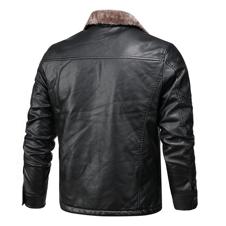 Herren elegante Lederjacke mit weichem Fleecefutter Aliams