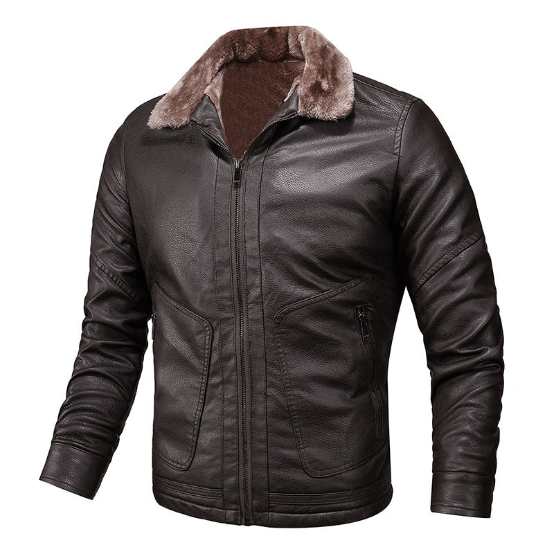 Herren elegante Lederjacke mit weichem Fleecefutter Aliams