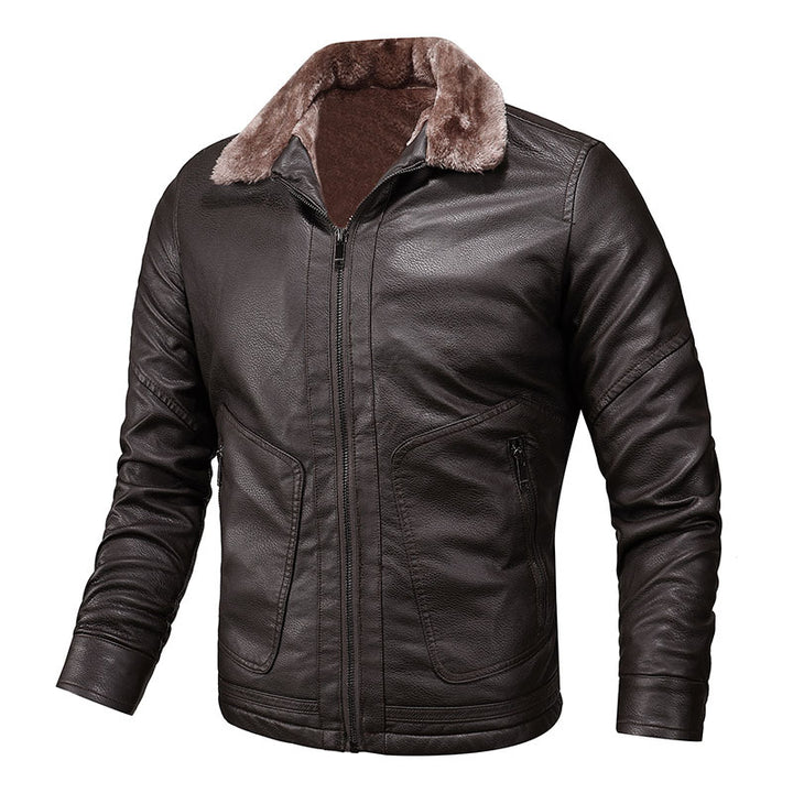 Herren elegante Lederjacke mit weichem Fleecefutter Aliams