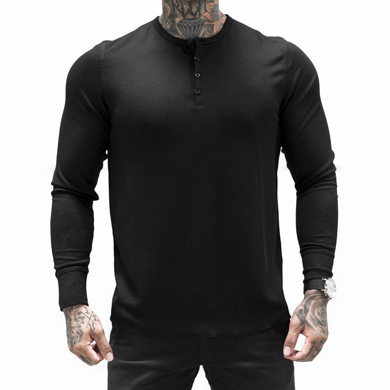 Herren elegantes Langarmshirt mit Knopfverschluss Aliams