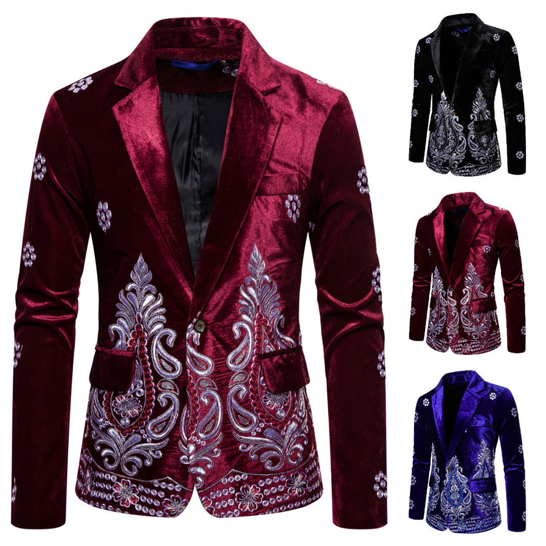 Herren edler Brokatblazer mit kunstvollem Stickdesign und luxuriösem Innenfutter Aliams