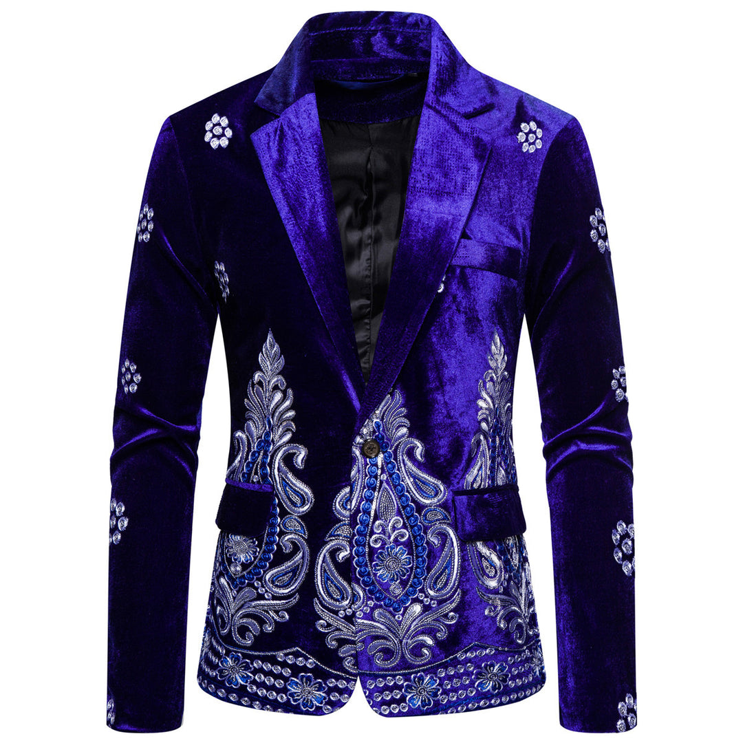Herren edler Brokatblazer mit kunstvollem Stickdesign und luxuriösem Innenfutter Aliams