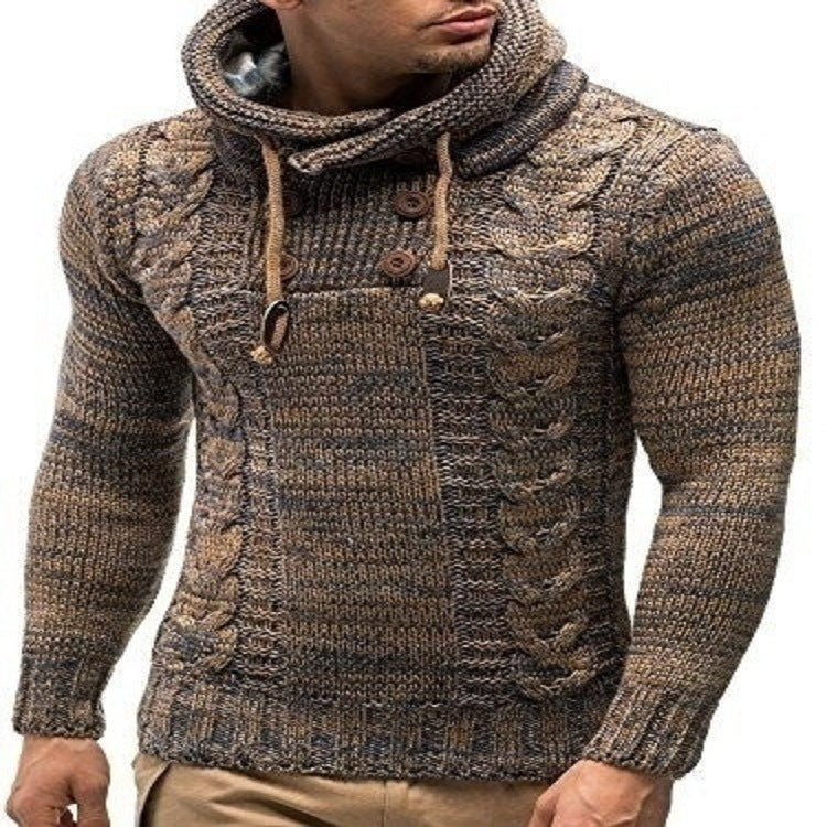Herren Strickpullover mit hochschließendem Kragen und markantem Zopfmuster Aliams