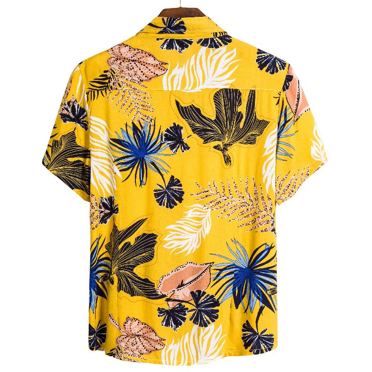 Herren Sommerhemd mit buntem tropischem Blumenmuster und lässigem Schnitt Aliams