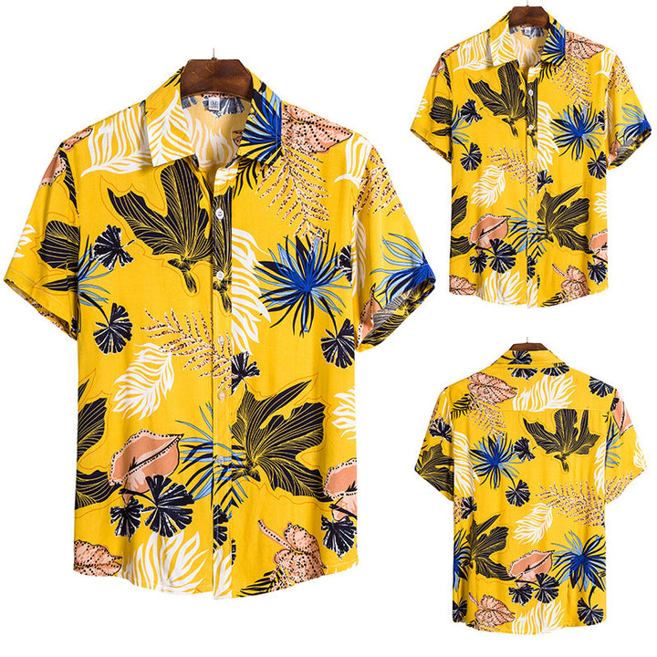 Herren Sommerhemd mit buntem tropischem Blumenmuster und lässigem Schnitt Aliams