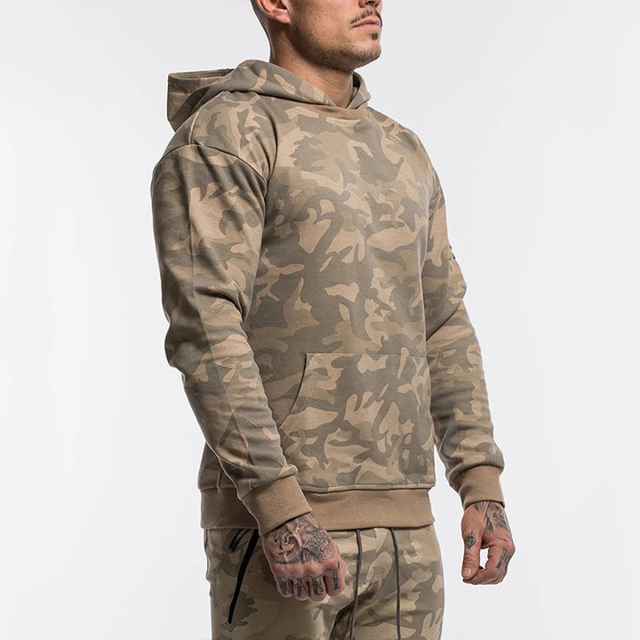 Herren Camo Kapuzenpullover aus hochwertigem Sweatstoff mit praktischer Kängurutasche Aliams