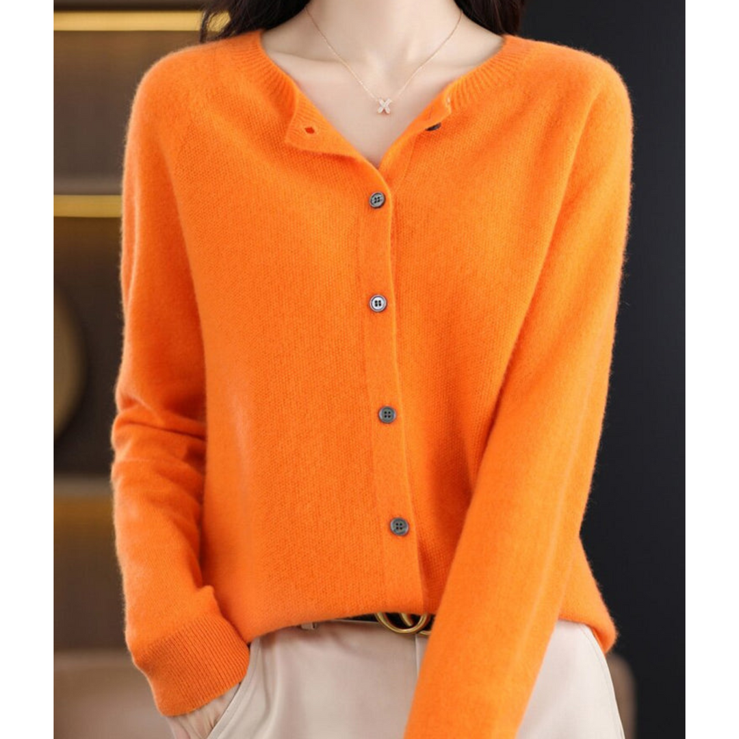 Aliams Damen Rundhals Cardigan Pullover