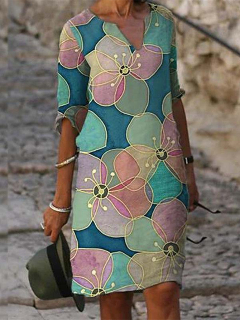Aliams | Charmantes Leinenkleid mit Floralprint