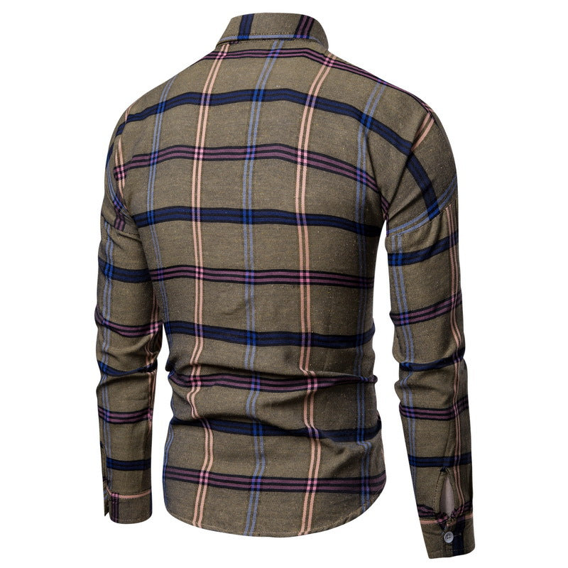 Herren kariertes Langarmhemd aus weich fließendem Baumwollmix Aliams