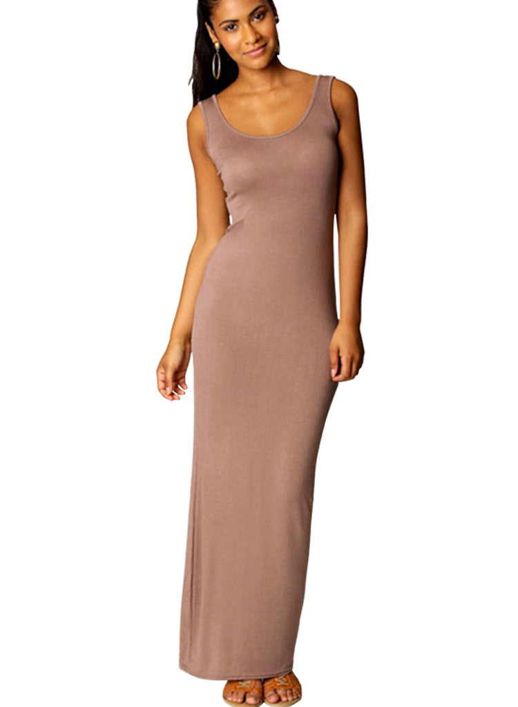 Damen Maxikleid Aus Weichem Jersey mit Tiefem Rundhalsausschnitt Aliams