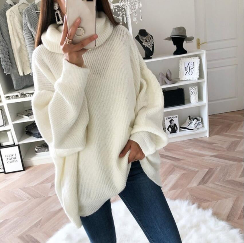 Schickes Herbst Rollkragen Pullover Kleid Für Damen