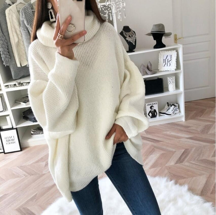 Schickes Herbst Rollkragen Pullover Kleid Für Damen
