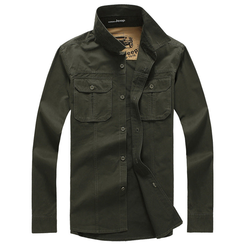 Herren Baumwoll-Utility-Hemd mit praktischen Taschen Aliams